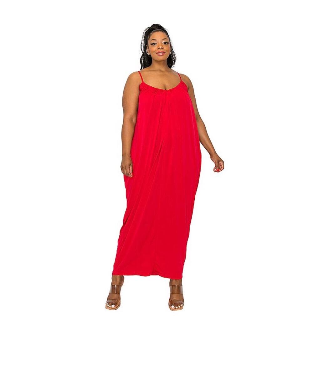 Livd Plus Adora Ruched Spaghetti Strap Dress, XXXL 3XL, Red
